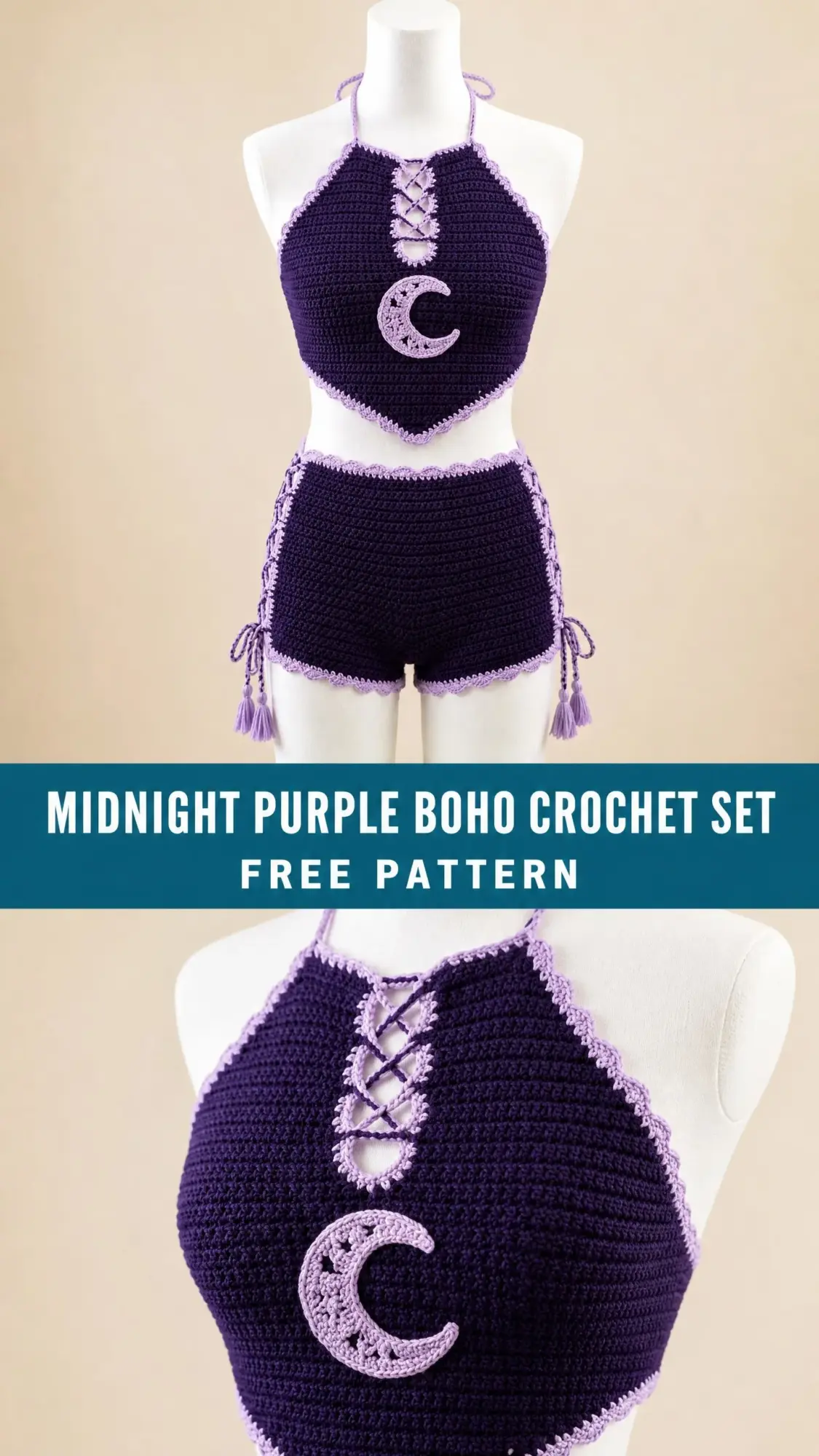 Midnight Purple Boho Crochet Set Free Pattern