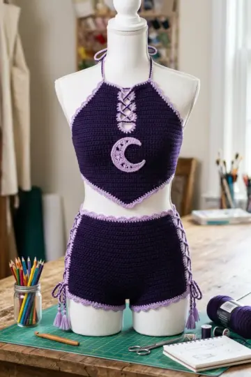 Midnight Purple Boho Crochet Set Free Pattern