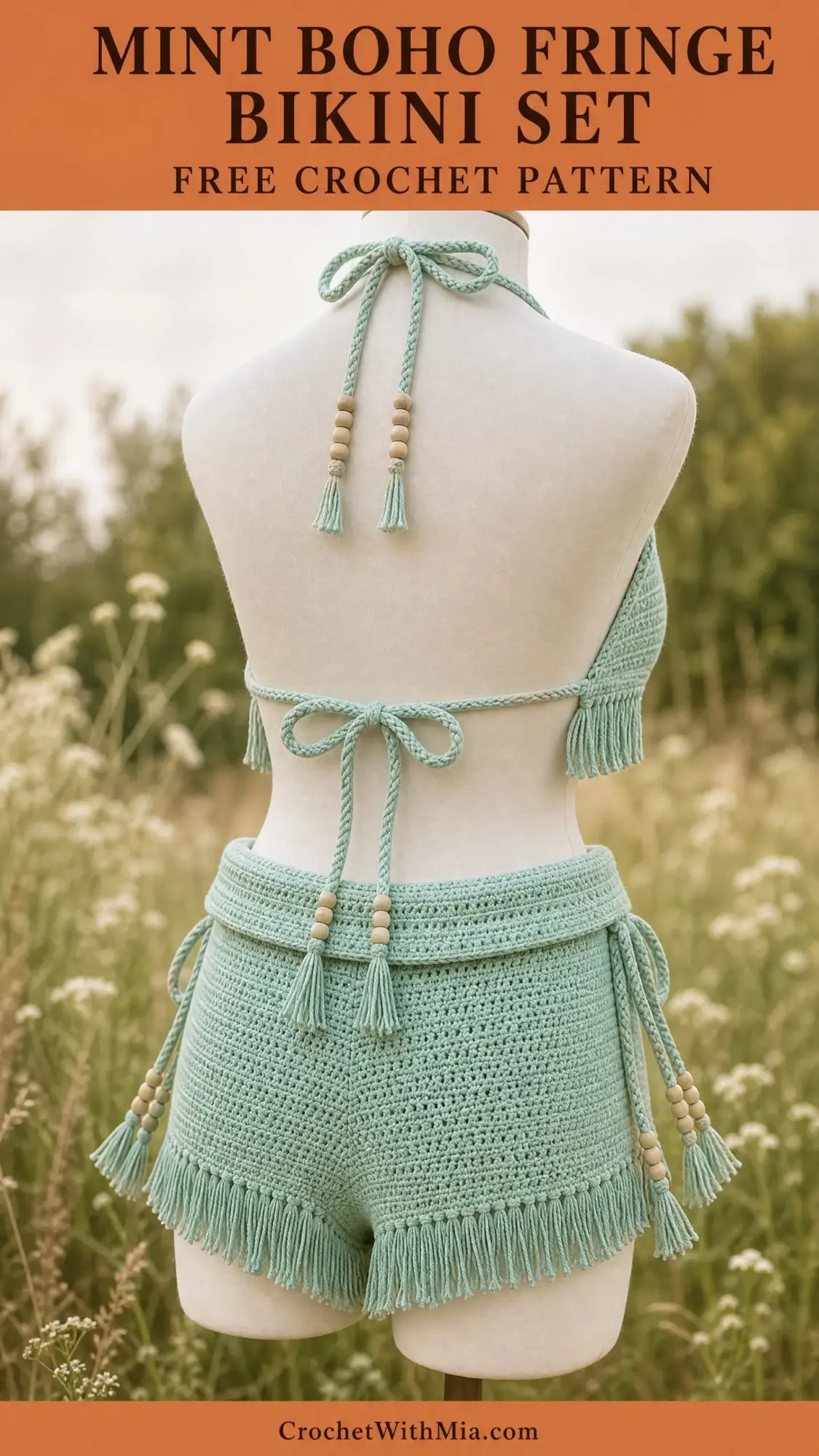 Mint Boho Fringe Bikini Set Free Crochet Pattern
