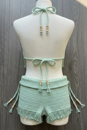 Mint Boho Fringe Bikini Set Free Crochet Pattern