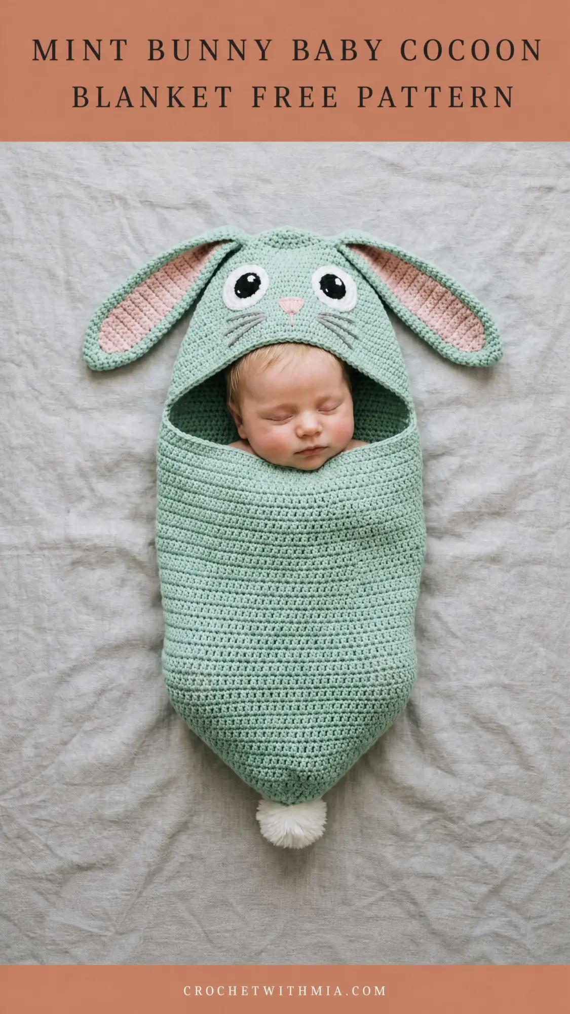 Mint Bunny Baby Cocoon Blanket Free Crochet Pattern