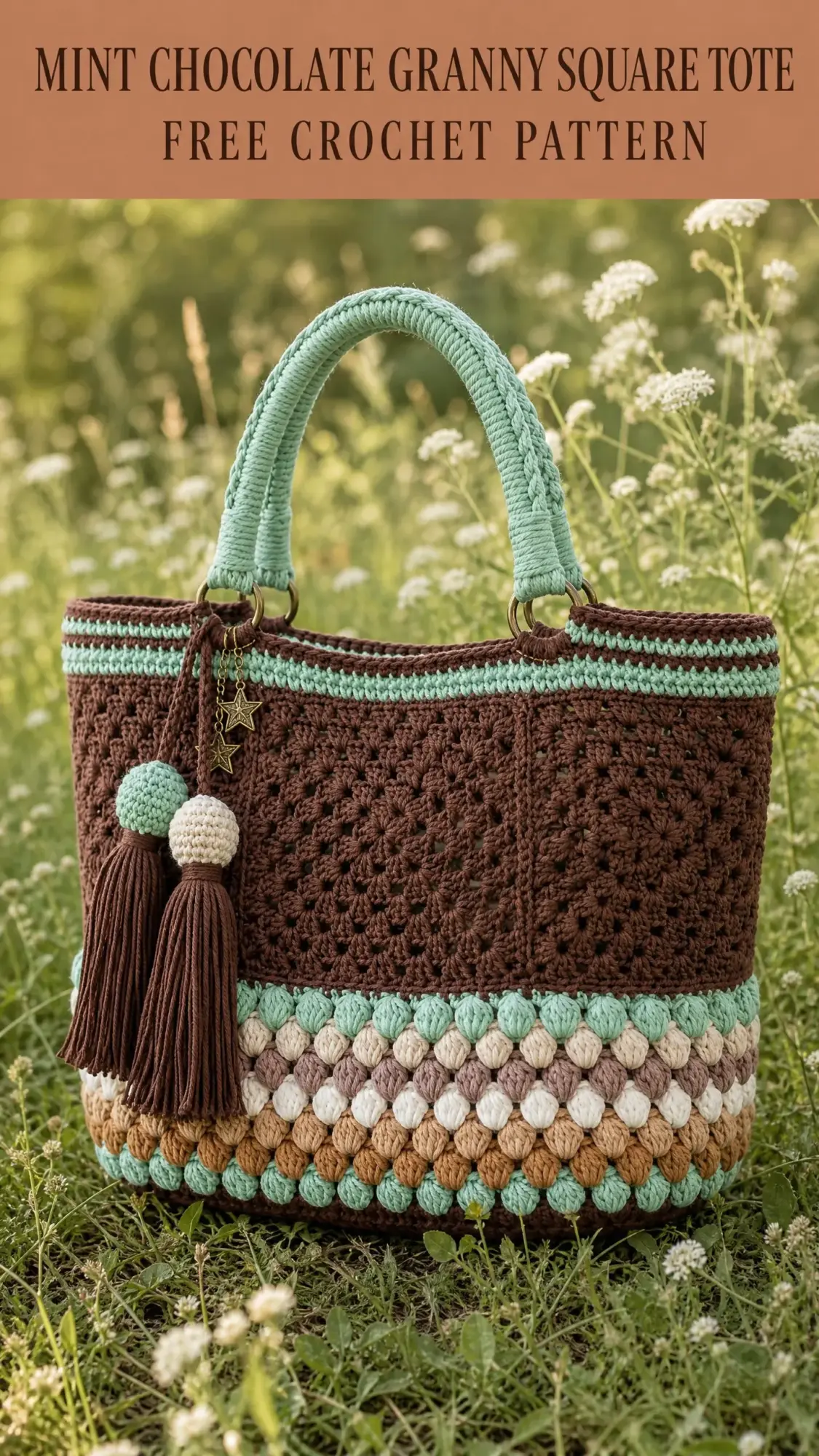 Mint Chocolate Granny Square Tote Free Crochet Pattern