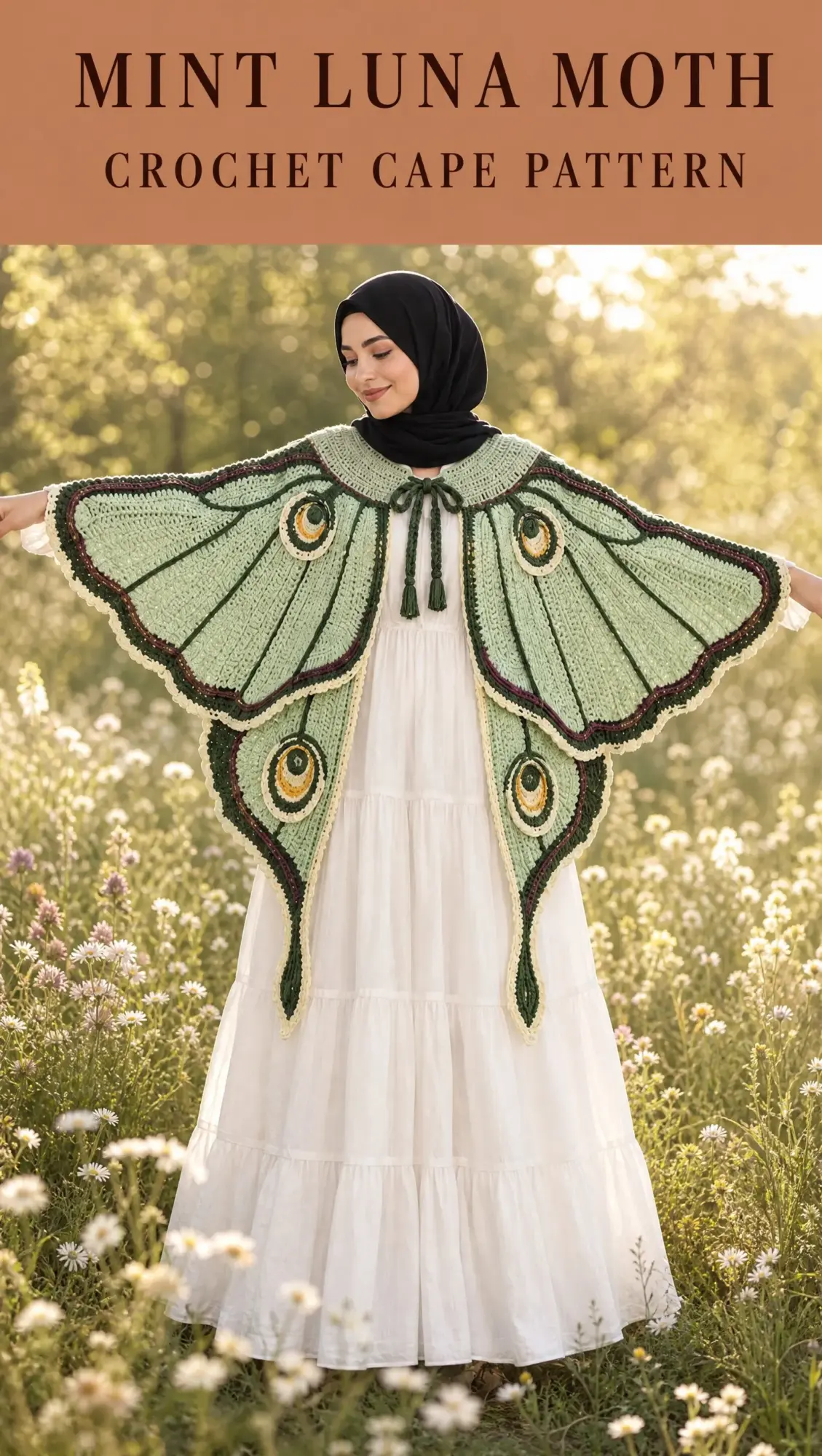 Mint Luna Moth Crochet Cape Pattern