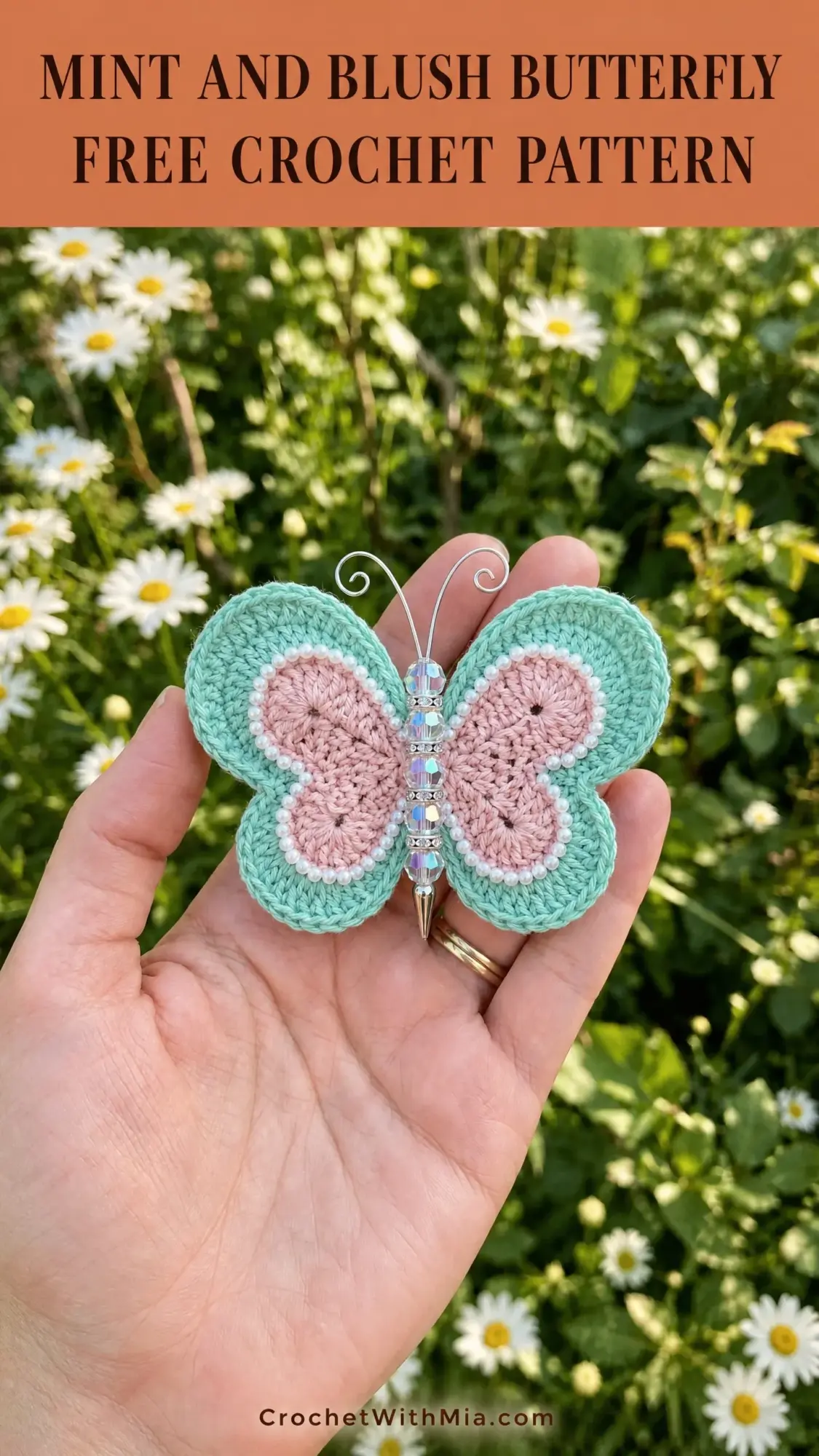 Mint and Blush Butterfly Free Crochet Pattern