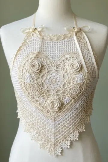 Monochrome Lace Mandala Halter Free Crochet Pattern