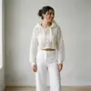 Monochrome White Mesh Cropped Hoodie Free Crochet Pattern