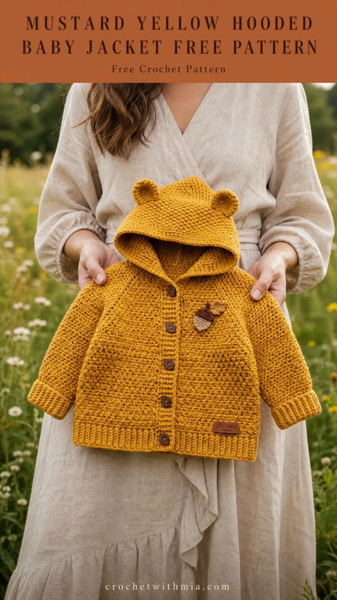 Mustard Yellow Hooded Baby Jacket Free Crochet Pattern