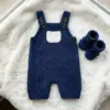 Navy Blue Herringbone Baby Romper Free Crochet Pattern