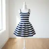 Navy Nautical Flared Mini Dress Free Crochet Pattern