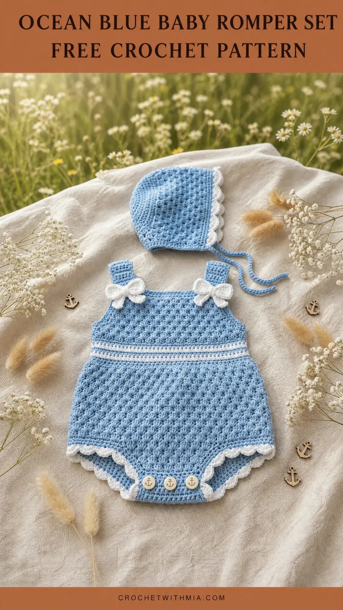 Ocean Blue Baby Romper Set Free Crochet Pattern