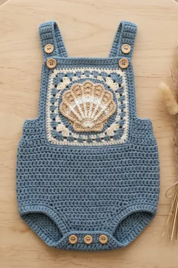 Ocean Wave Baby Romper Free Crochet Pattern