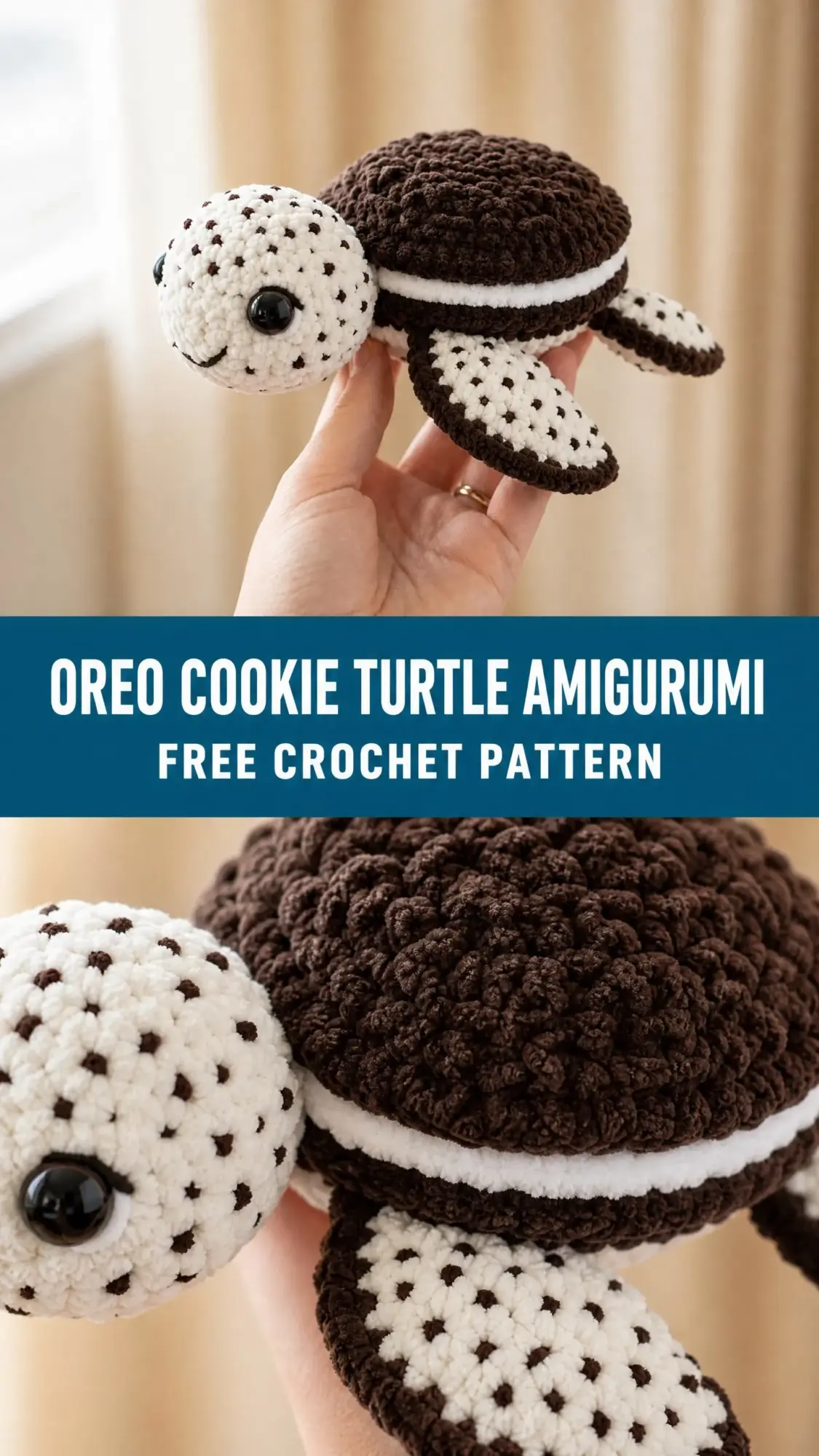 Oreo Cookie Turtle Amigurumi Free Crochet Pattern
