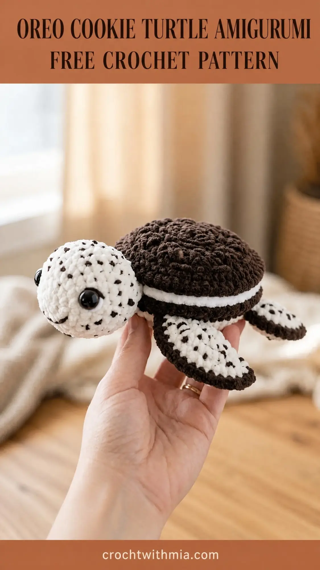 Oreo Cookie Turtle Amigurumi Free Crochet Pattern