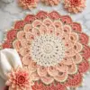 Peach Dahlia Table Set Crochet Pattern