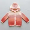 Peach Ombre Baby Hooded Cardigan Free Crochet Pattern