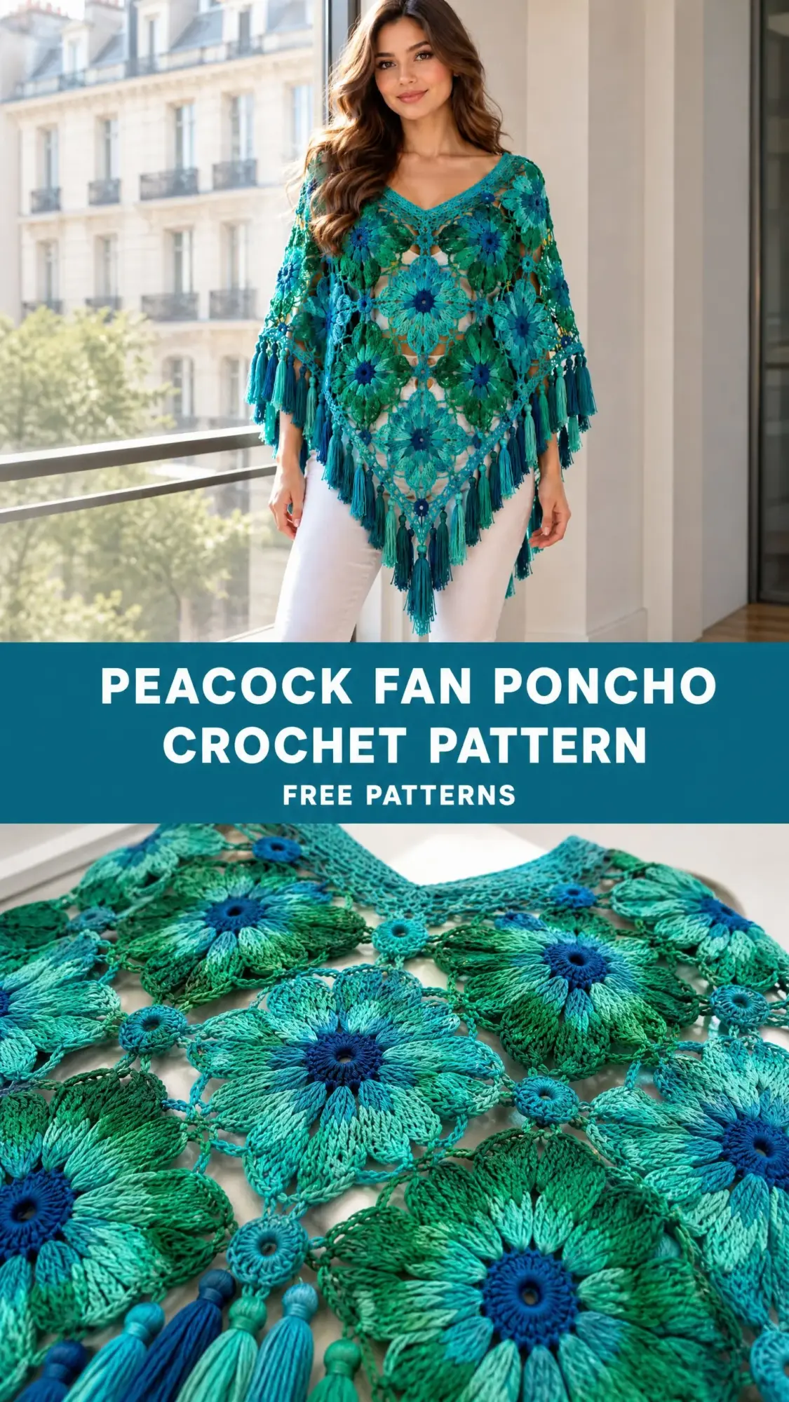 Peacock Fan Poncho Crochet Pattern