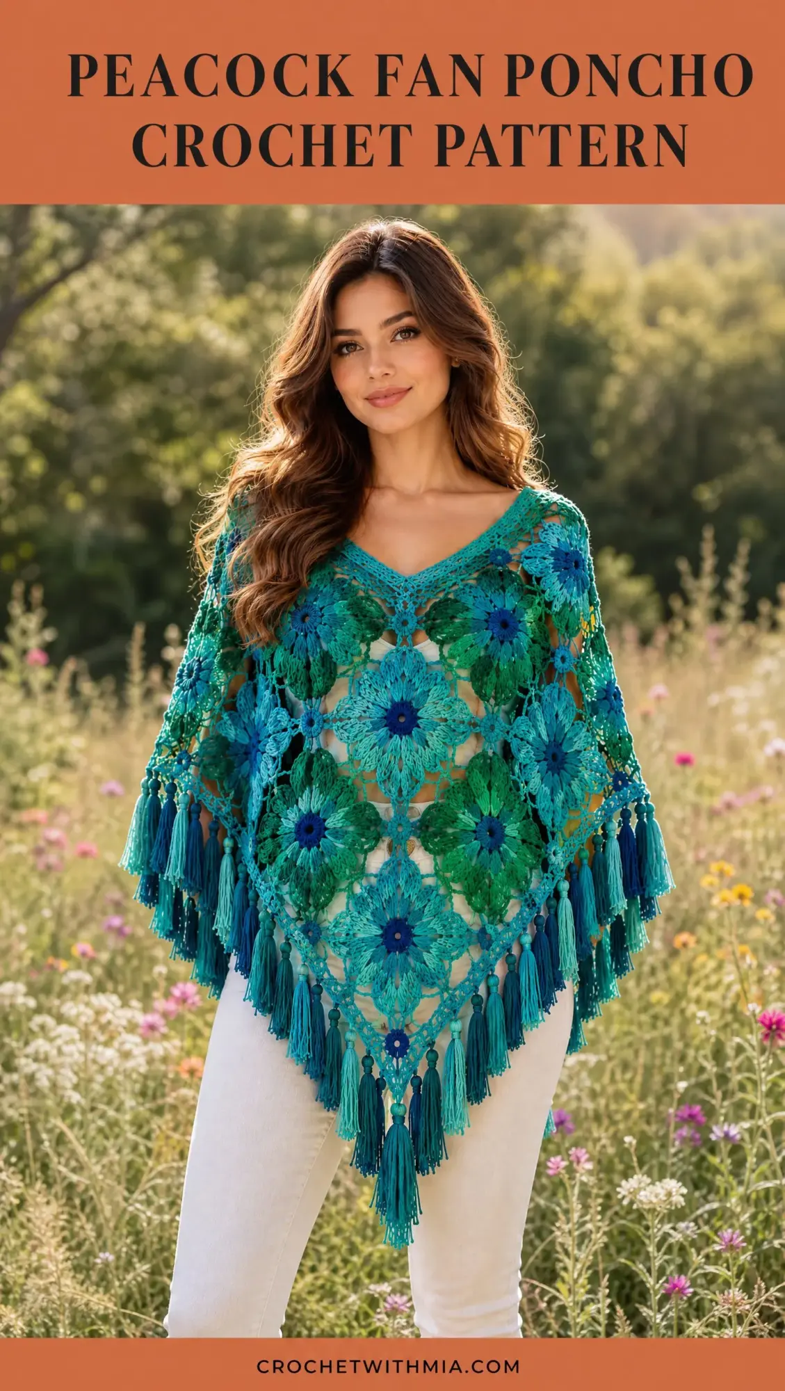 Peacock Fan Poncho Crochet Pattern