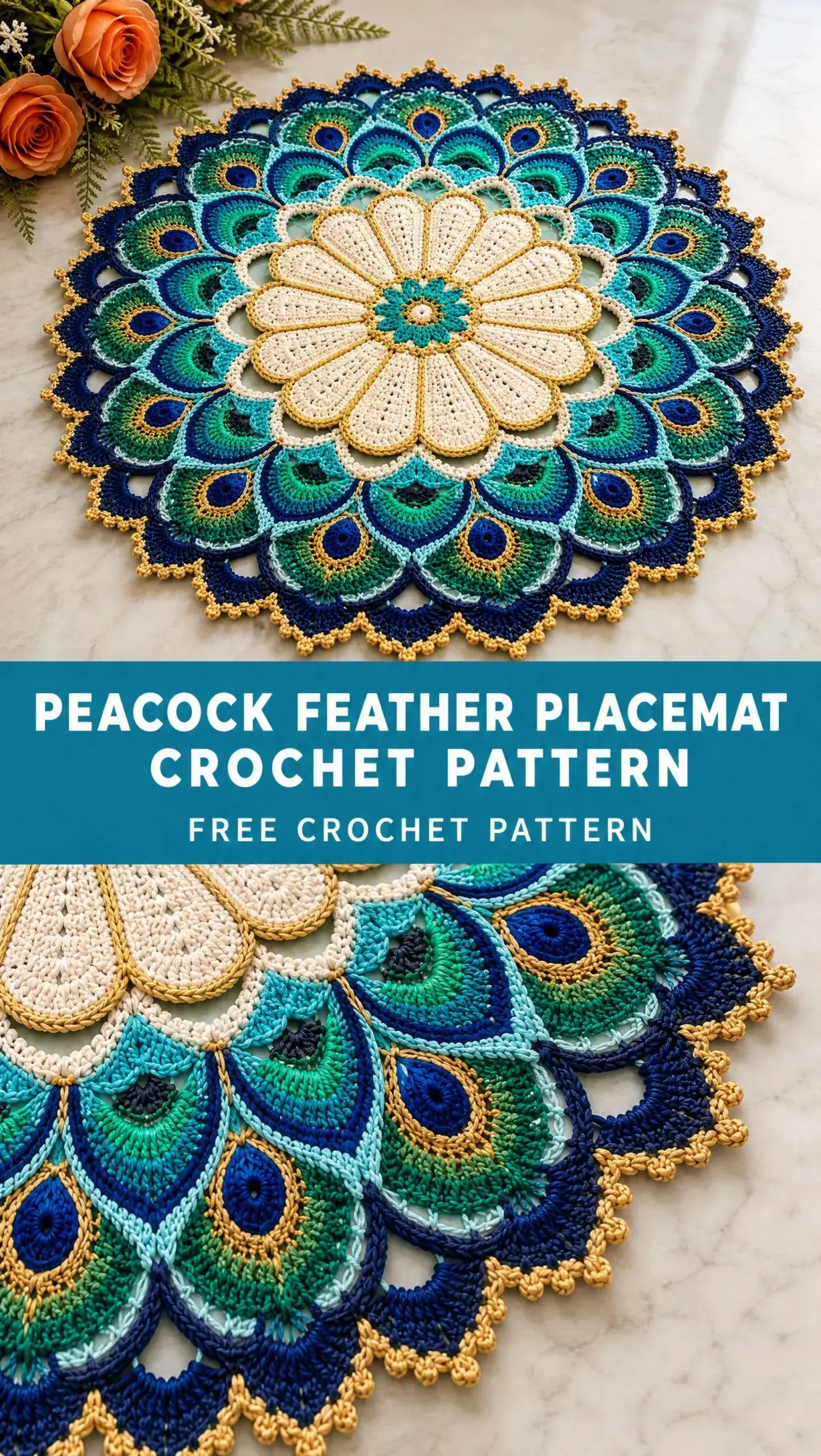 Peacock Feather Placemat Crochet Pattern