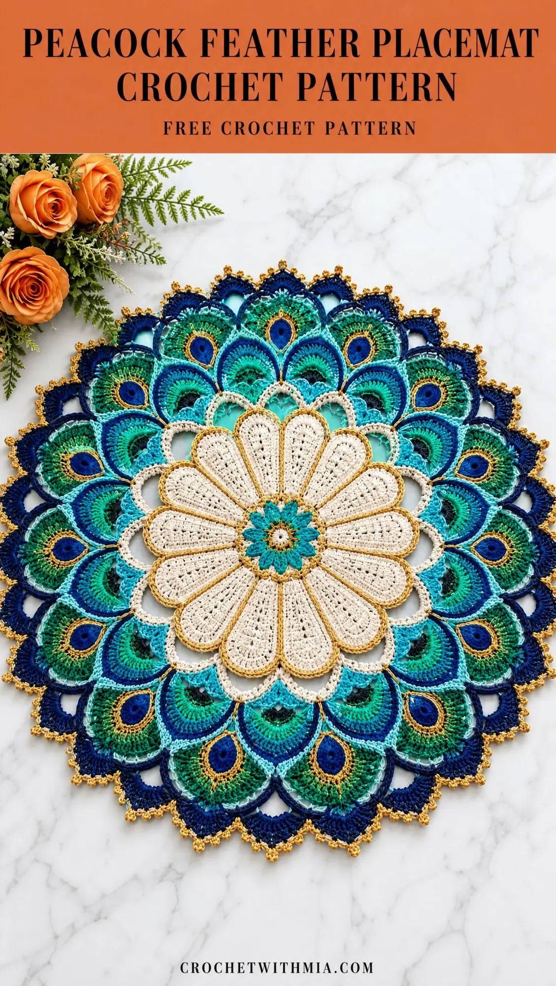 Peacock Feather Placemat Crochet Pattern