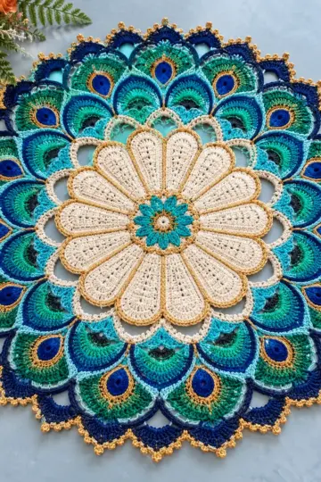 Peacock Feather Placemat Crochet Pattern