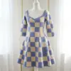 Periwinkle Blue Checkered Crochet Dress Free Pattern