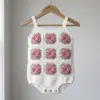 Pink Rose Granny Square Baby Romper Free Crochet Pattern