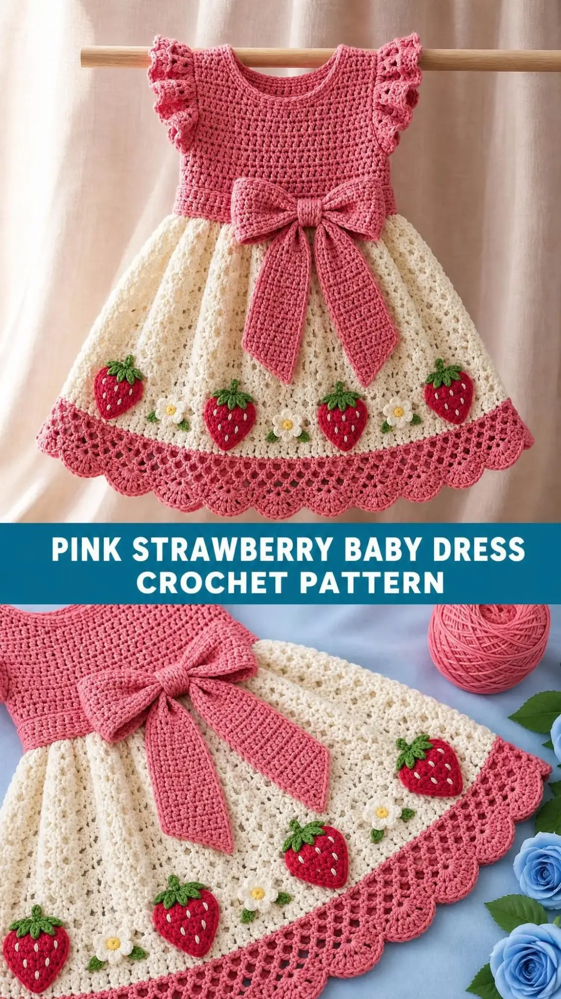Pink Strawberry Baby Dress Crochet Pattern
