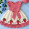 Pink Strawberry Baby Dress Crochet Pattern
