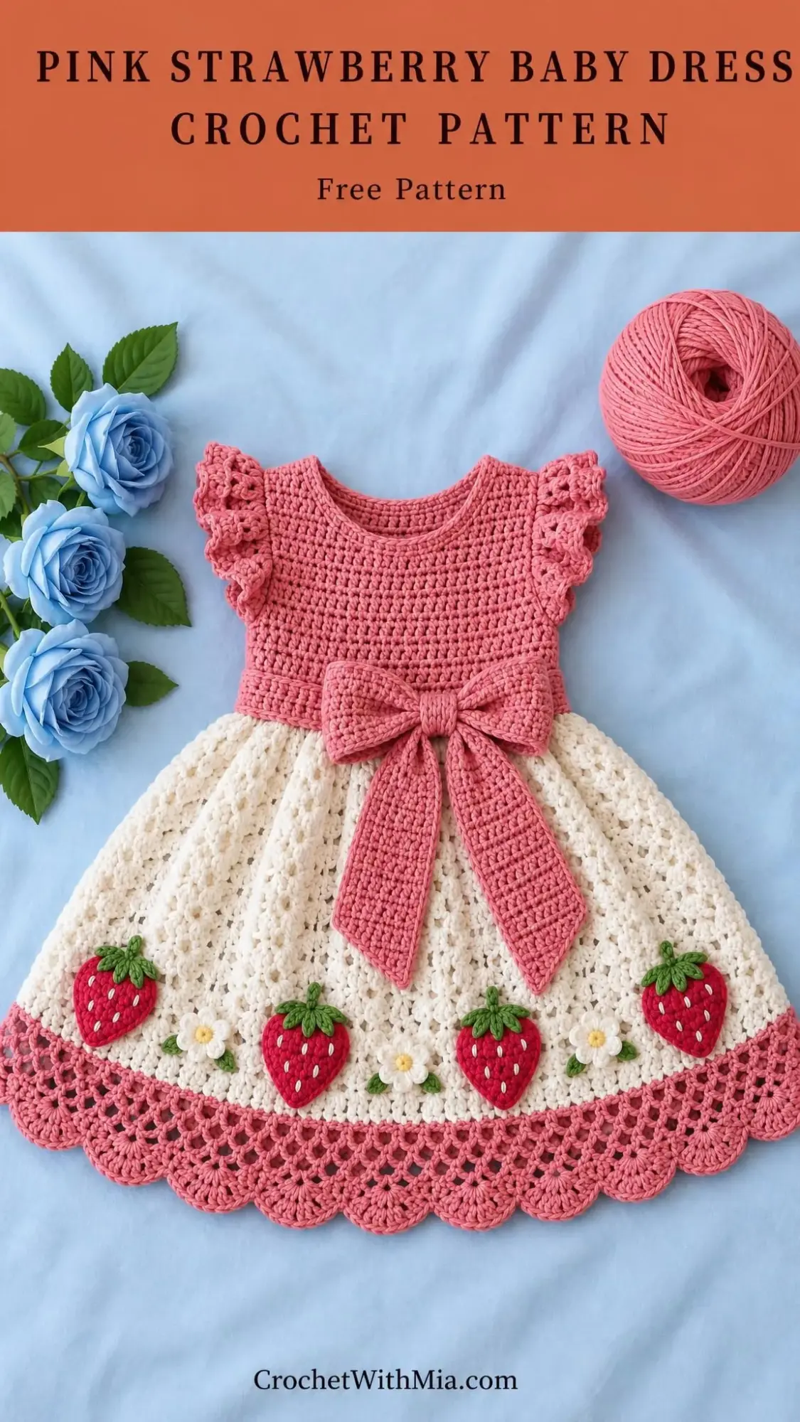 Pink Strawberry Baby Dress Crochet Pattern