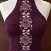 Plum Rose Medallion Halter Top Crochet Pattern