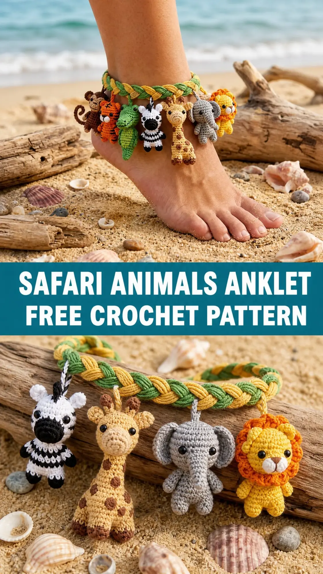 Safari Animals Anklet Free Crochet Pattern