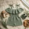 Sage Green Boho Ruffle Romper Free Crochet Pattern