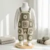 Sage and Cream Granny Square Baby Overalls Free Pattern