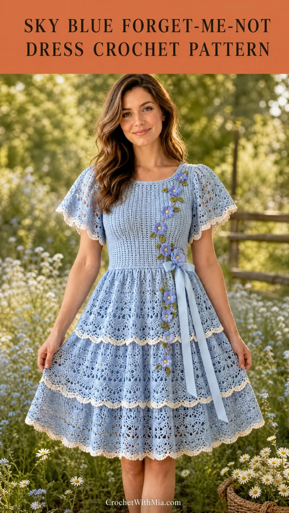 Sky Blue Forget-Me-Not Dress Crochet Pattern