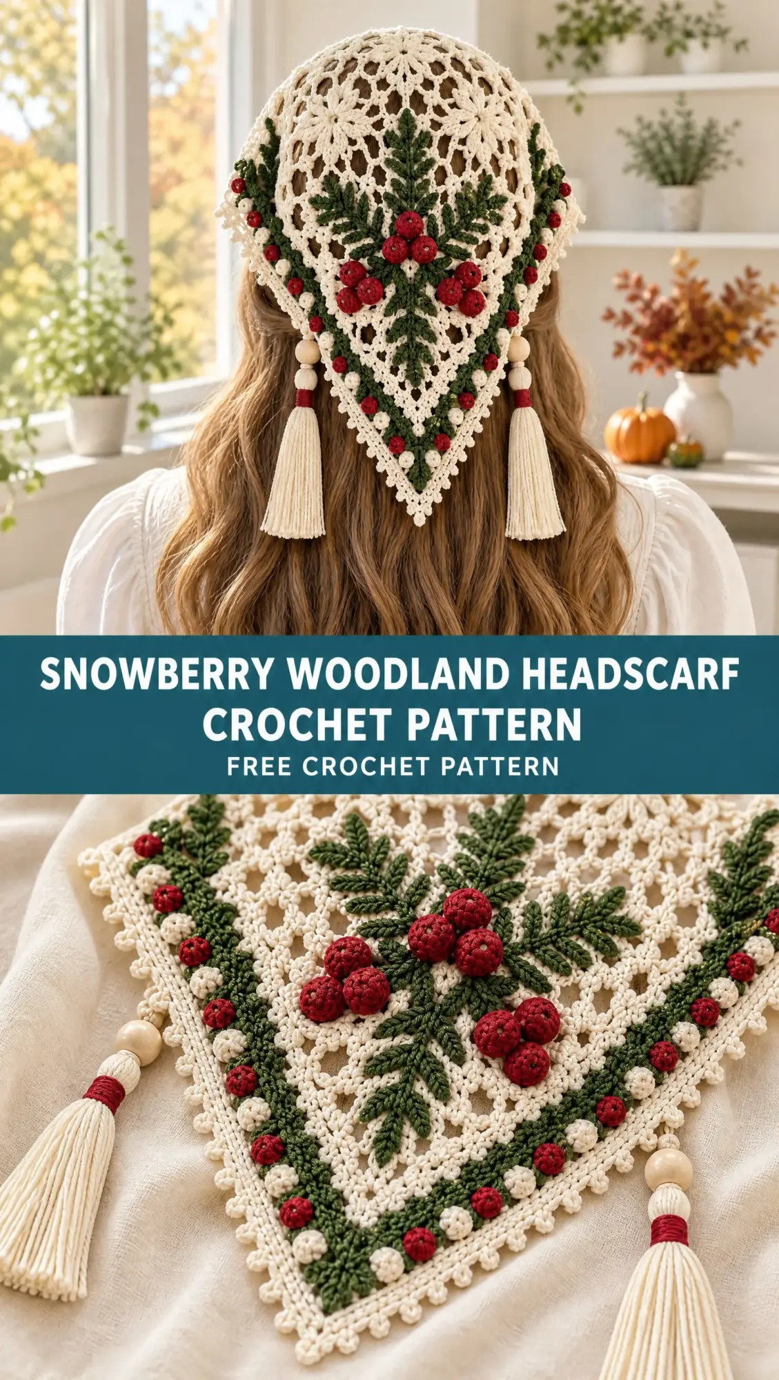 Snowberry Woodland Headscarf Crochet Pattern