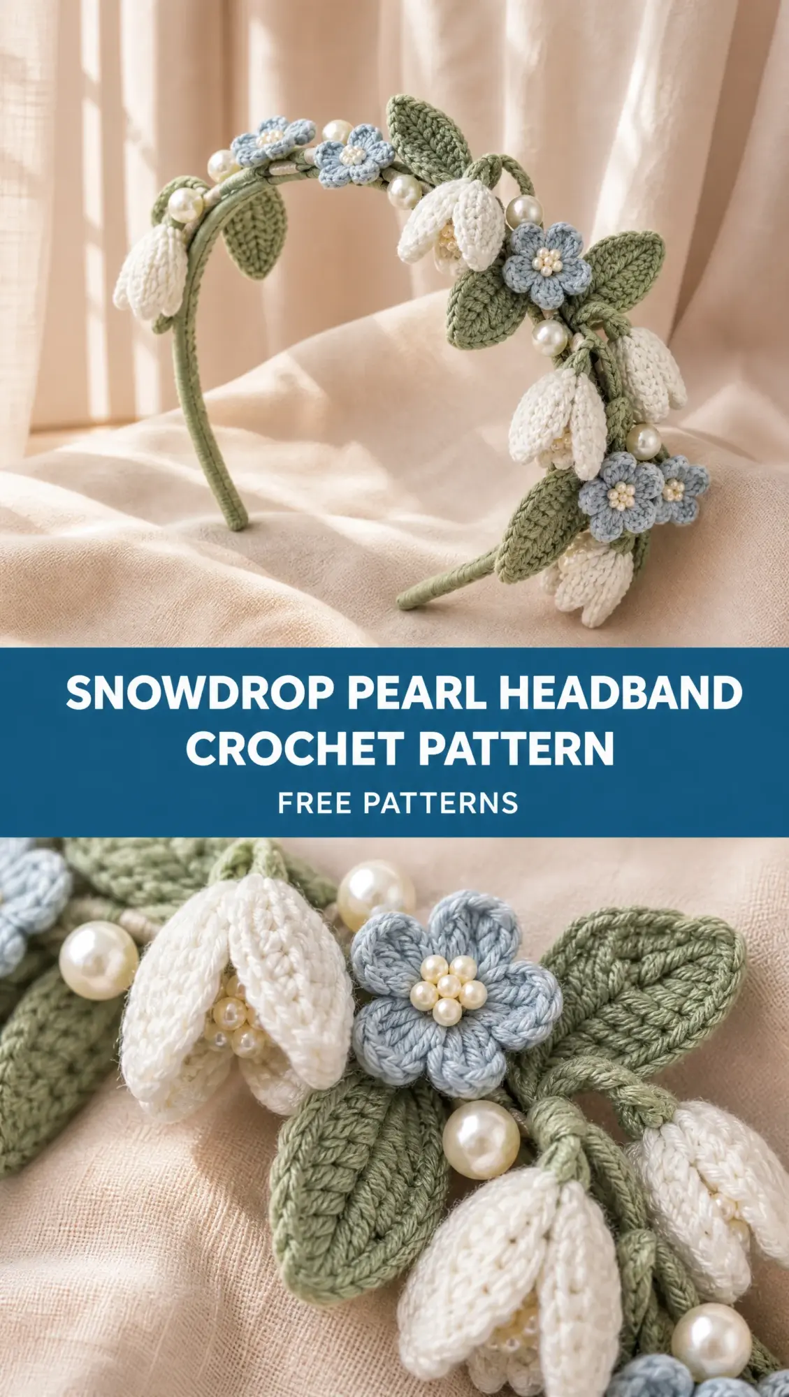 Snowdrop Pearl Headband Crochet Pattern