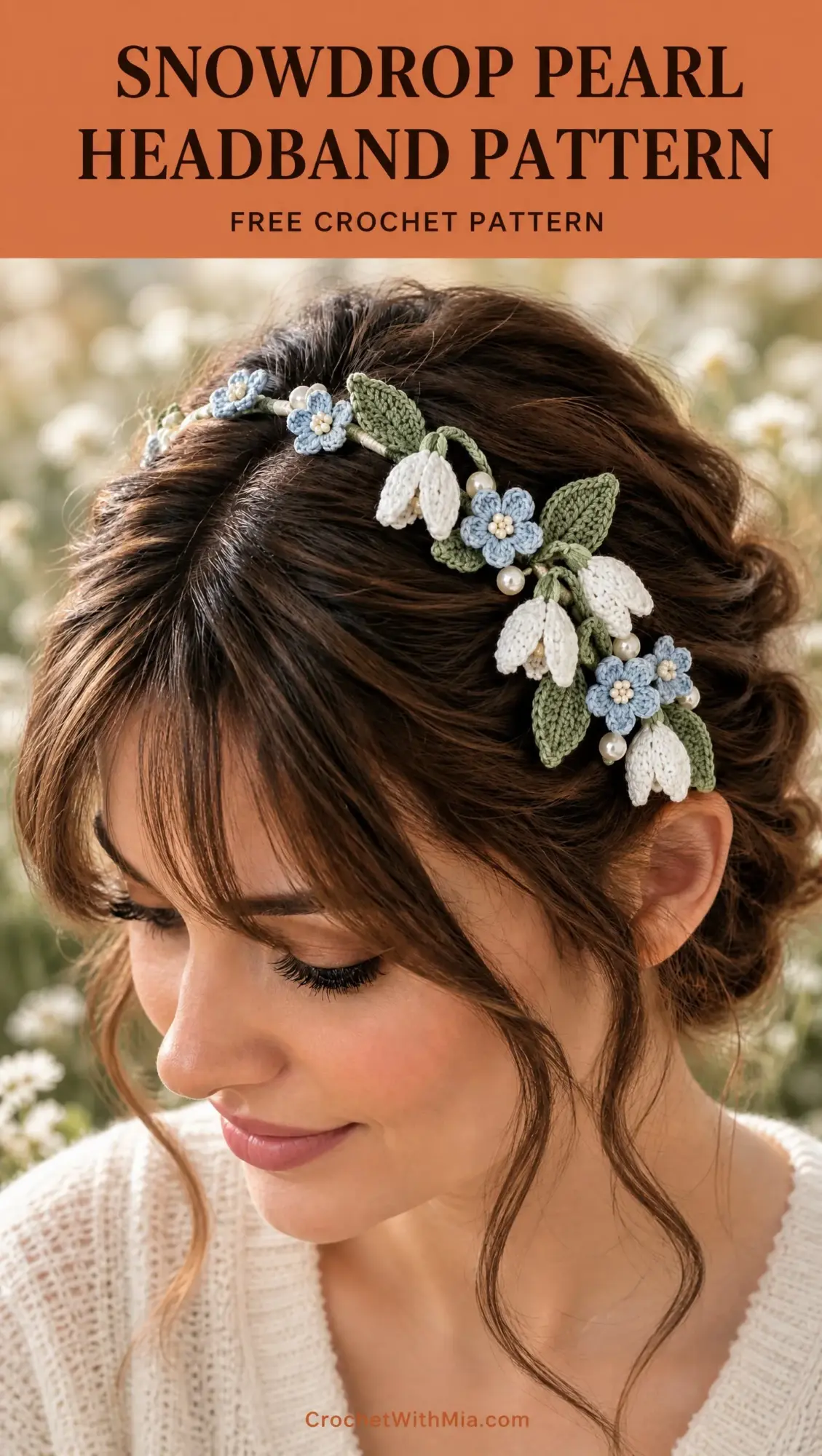 Snowdrop Pearl Headband Crochet Pattern