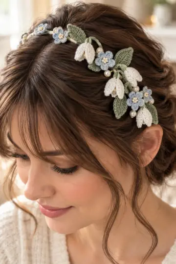 Snowdrop Pearl Headband Crochet Pattern