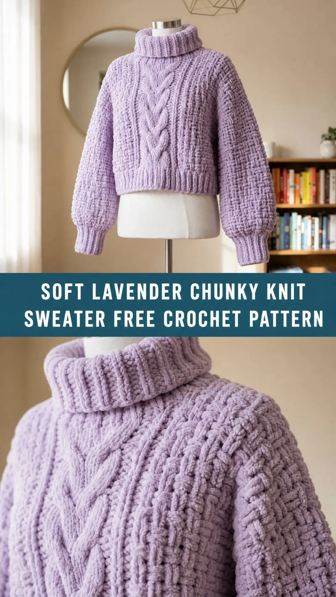 Soft Lavender Chunky Knit Sweater Free Crochet Pattern