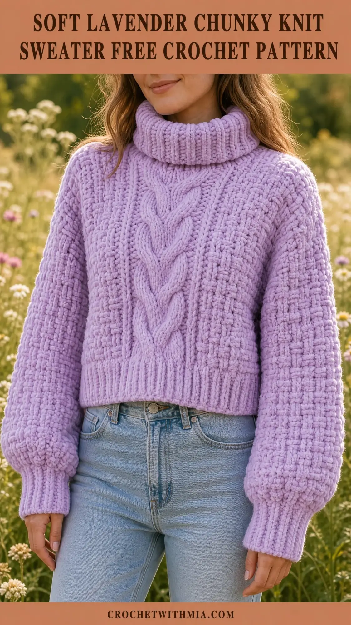Soft Lavender Chunky Knit Sweater Free Crochet Pattern