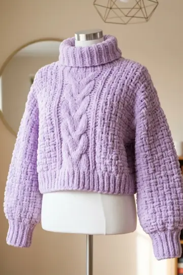 Soft Lavender Chunky Knit Sweater Free Crochet Pattern