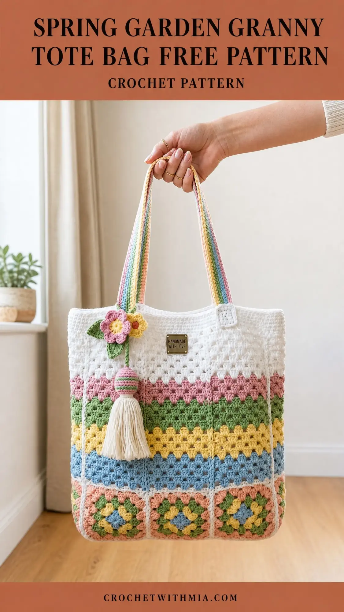 Spring Garden Granny Tote Bag Free Crochet Pattern