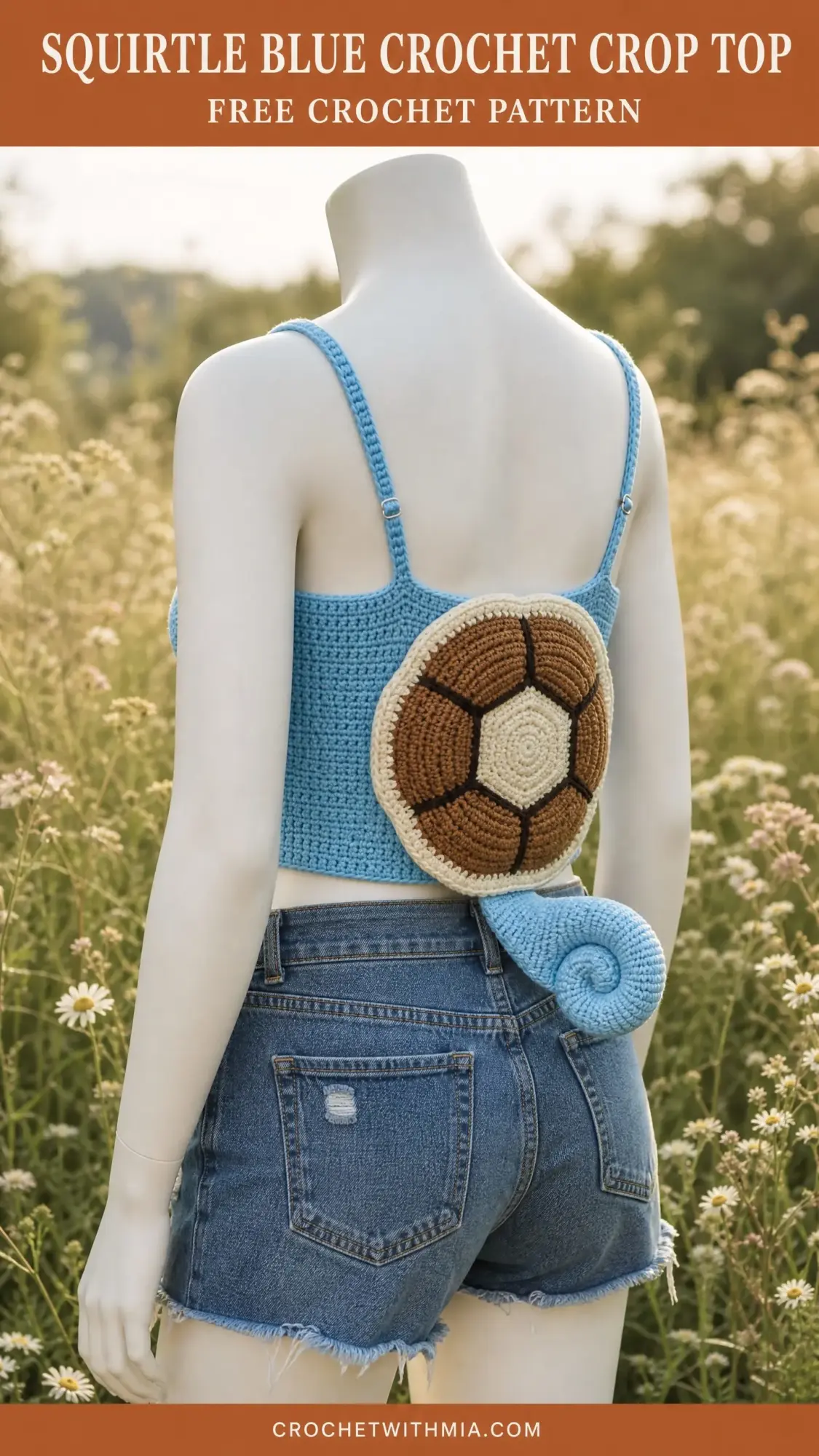 Squirtle Blue Crochet Crop Top Free Crochet Pattern