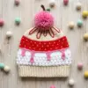 Strawberry Sundae Beanie Free Crochet Pattern