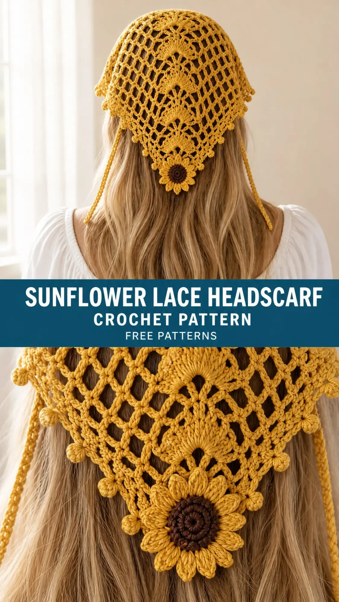 Sunflower Lace Headscarf Crochet Pattern