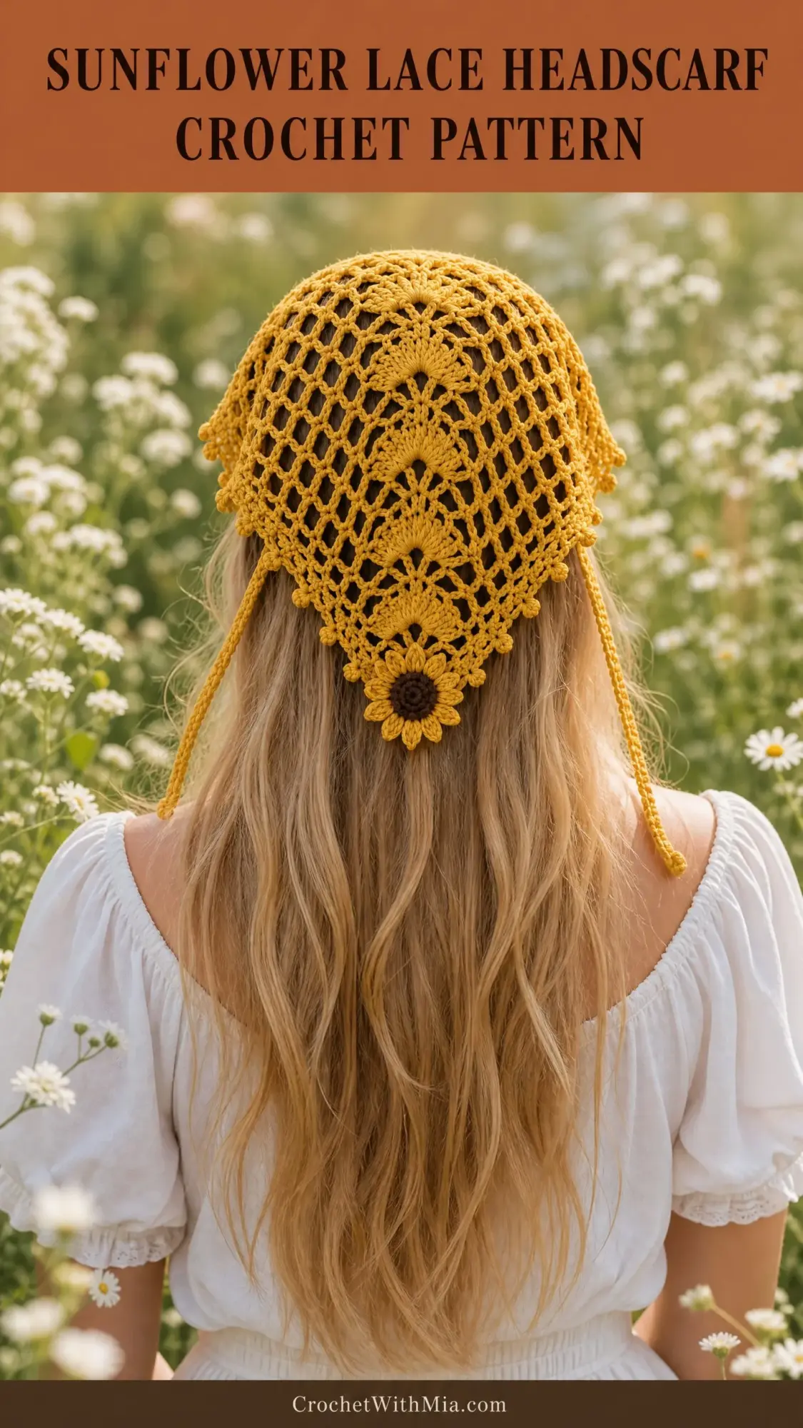 Sunflower Lace Headscarf Crochet Pattern