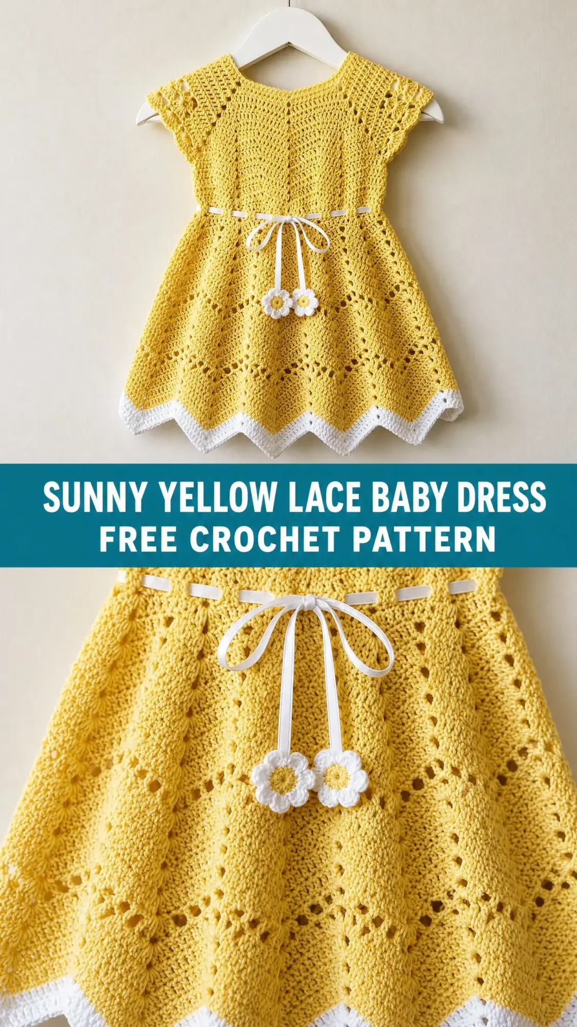 Sunny Yellow Lace Baby Dress Free Crochet Pattern