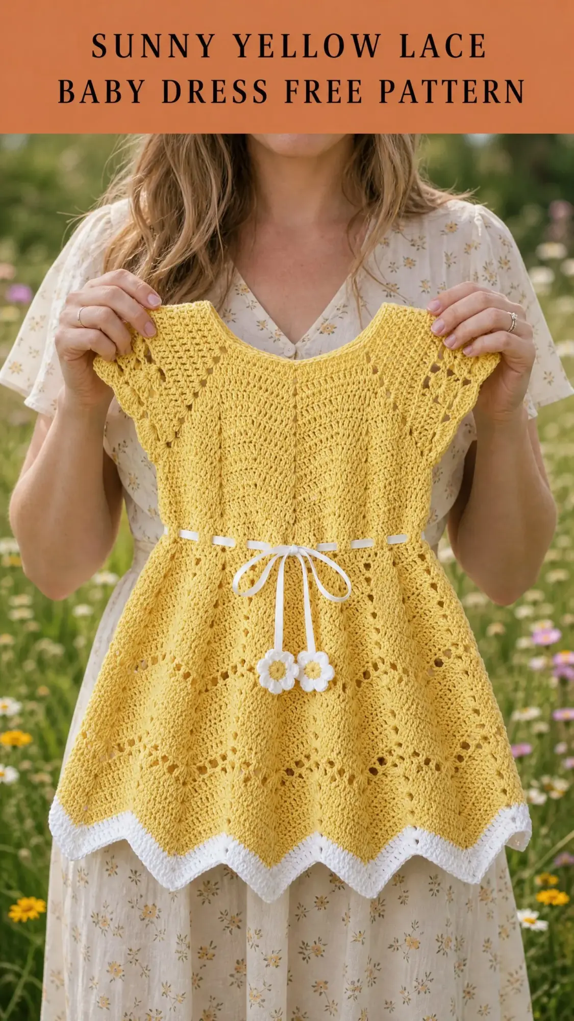 Sunny Yellow Lace Baby Dress Free Crochet Pattern