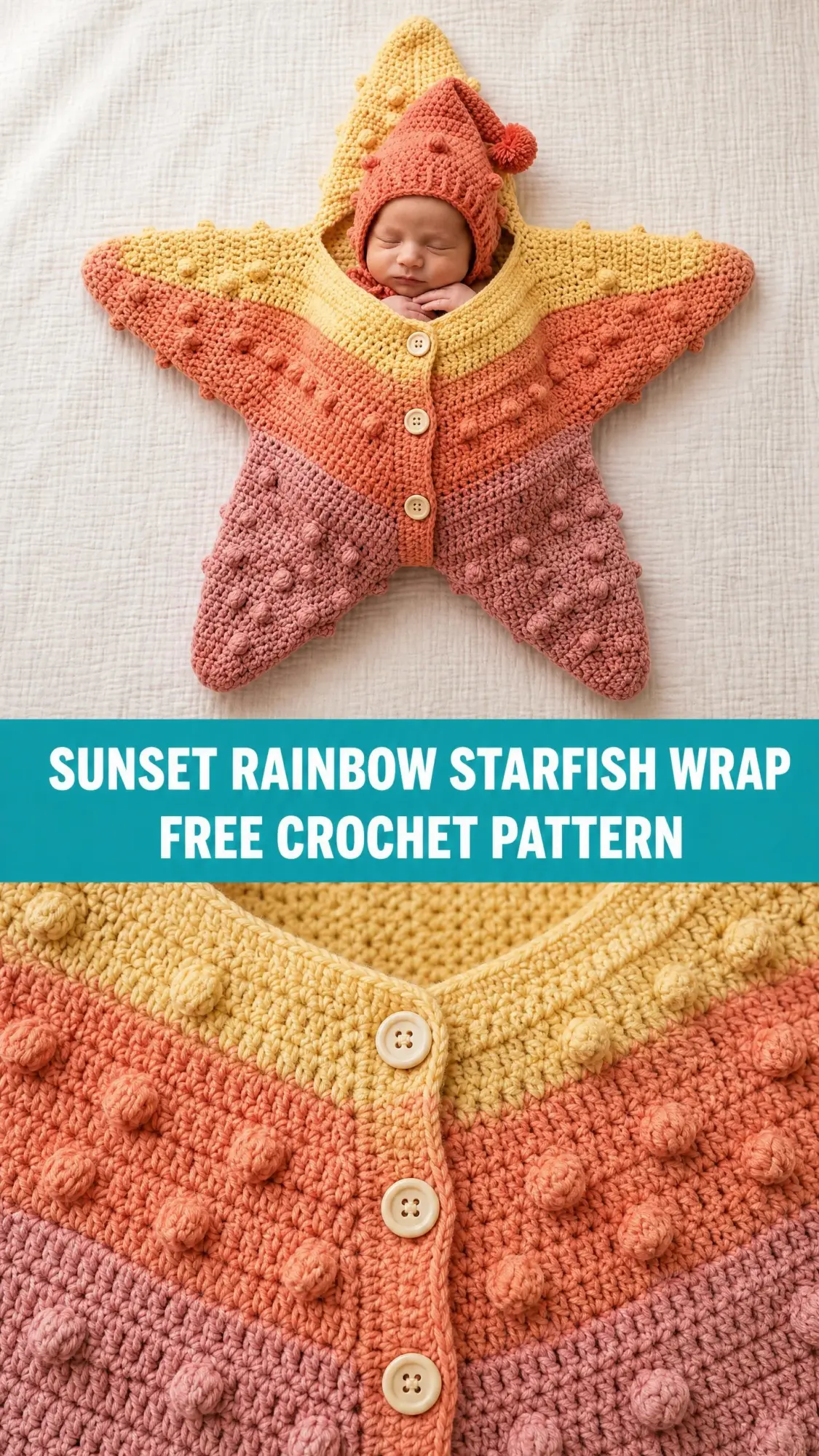 Sunset Rainbow Starfish Wrap Free Crochet Pattern