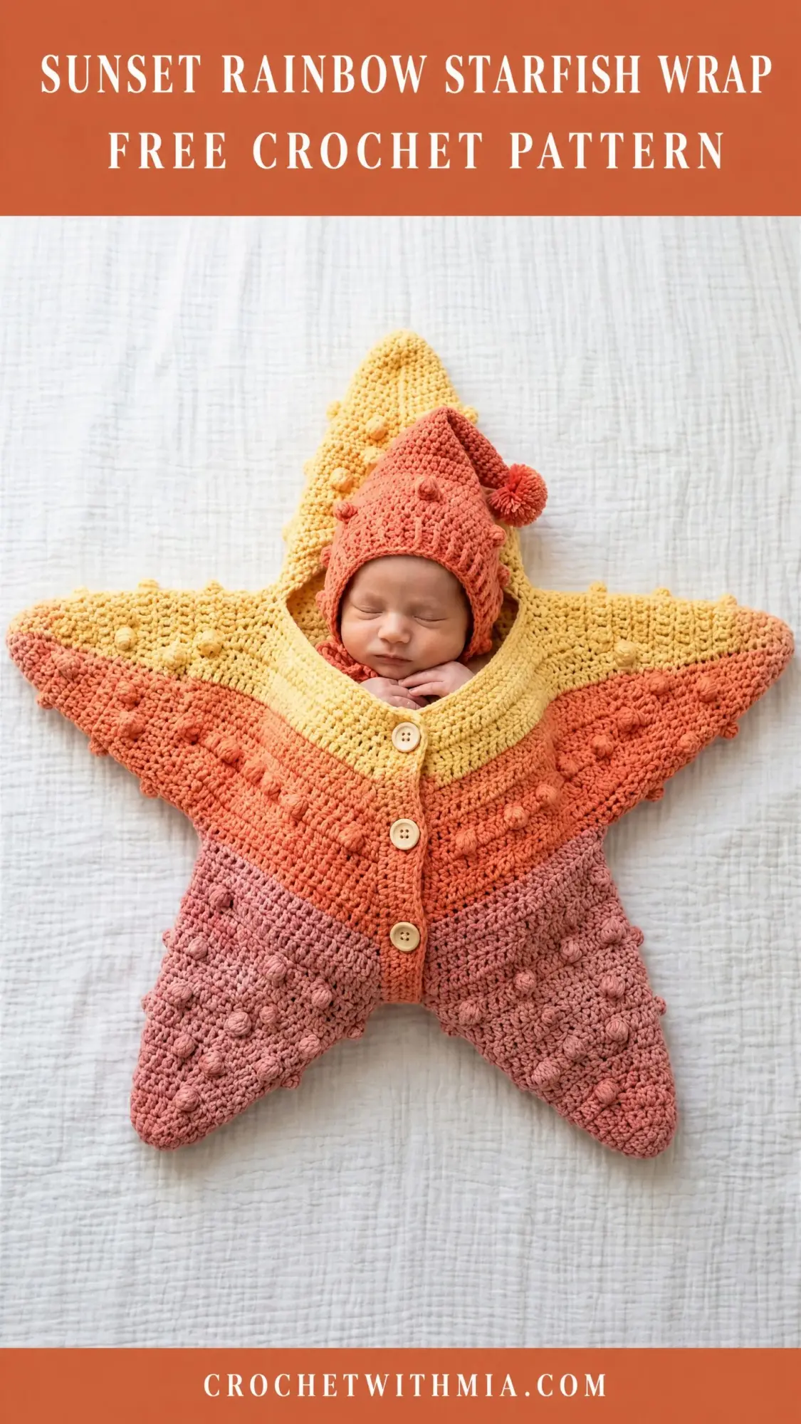 Sunset Rainbow Starfish Wrap Free Crochet Pattern